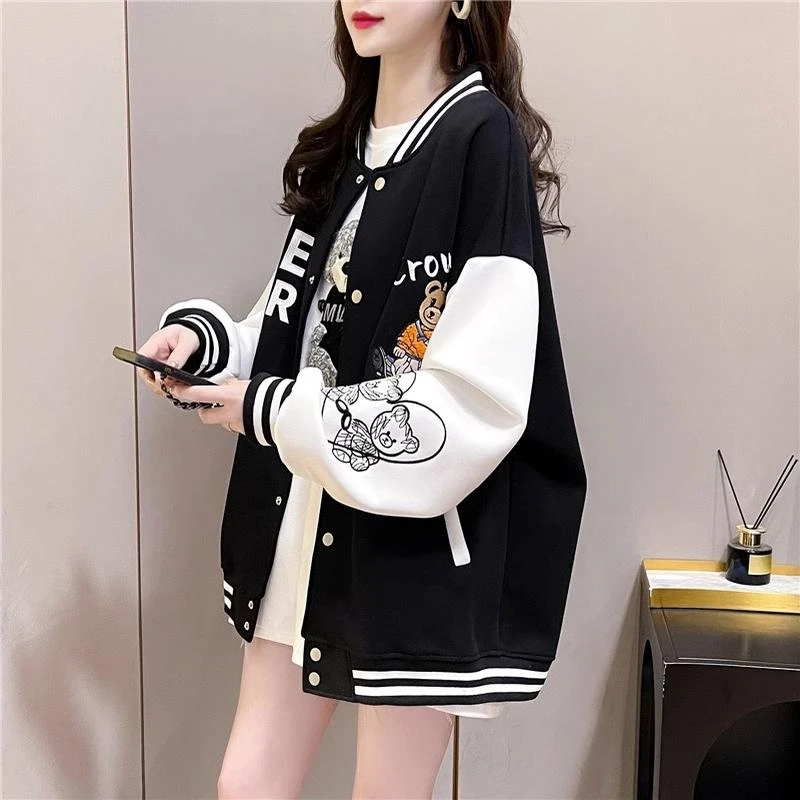 2025年早春装新款开衫棒球服外套女宽松薄款卫衣大码女装爆款上衣