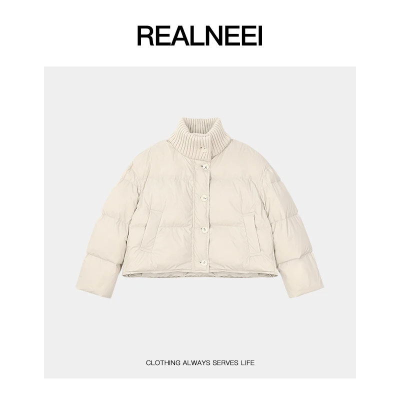 REALNEEI【绒化入冬】白鸭绒极简秋冬随性冬款百搭短款羽绒服X8874