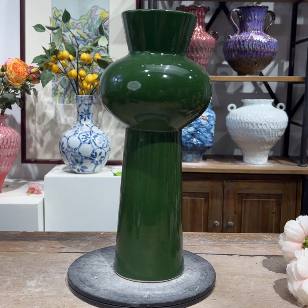 摆件陶瓷花瓶高34口7微瑕