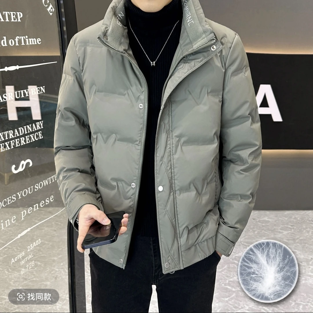 （羽绒服）2025新款冬季男士立领夹克轻薄羽绒免洗商务休闲百搭外套