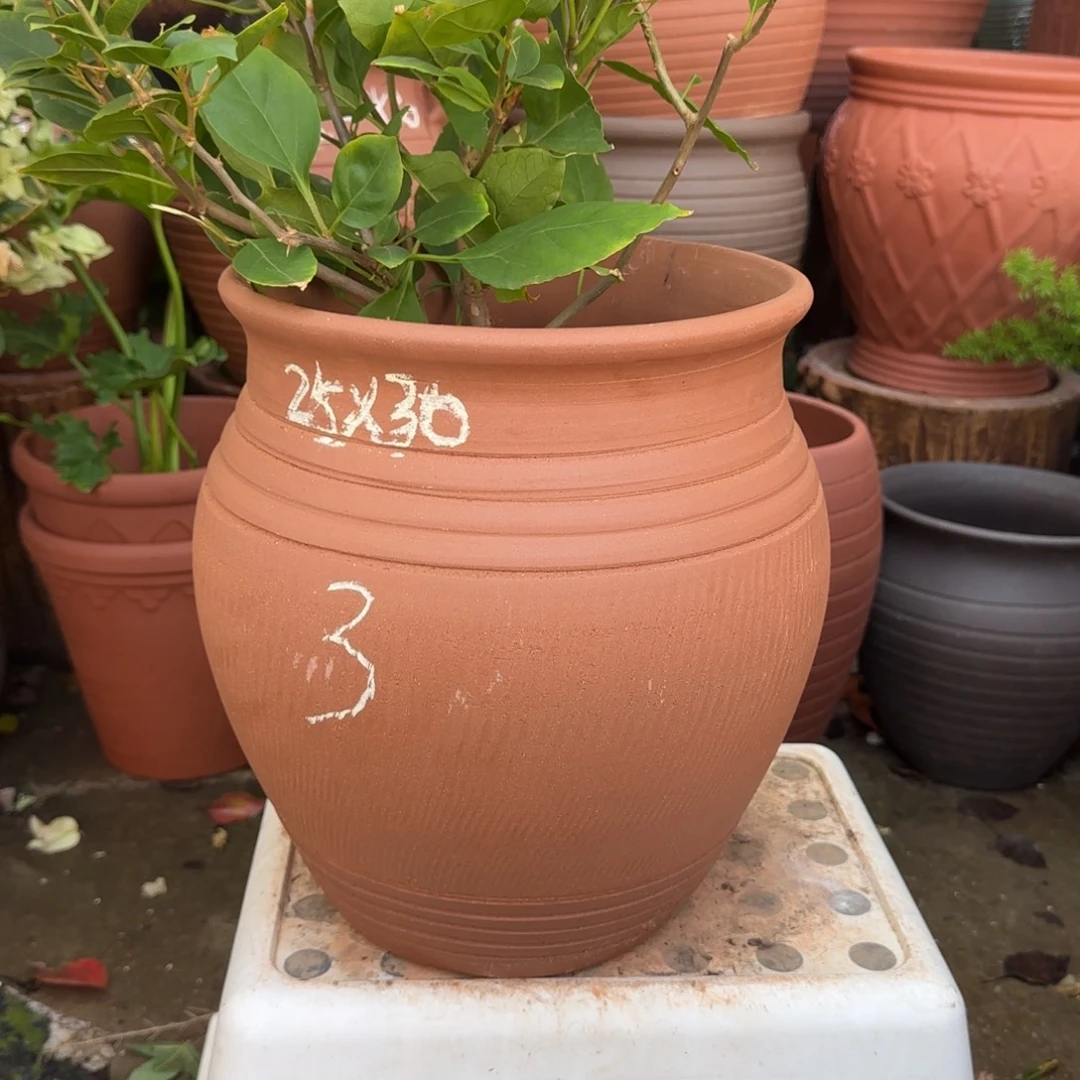 朱泥花盆口25高30宜兴紫砂