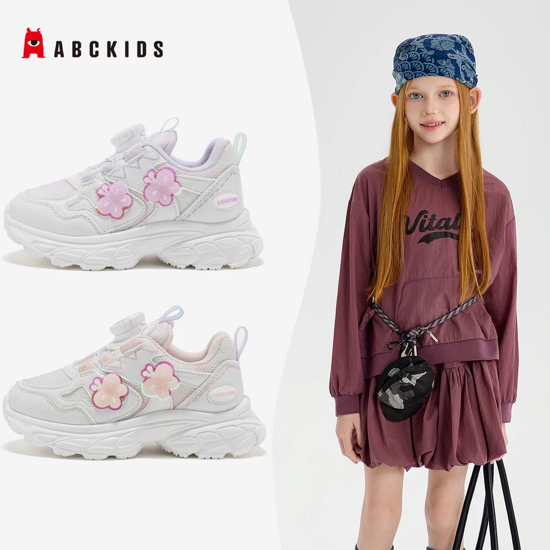Abckids童鞋运动鞋2025春季新款女童网面透气老爹鞋SY513603001AX