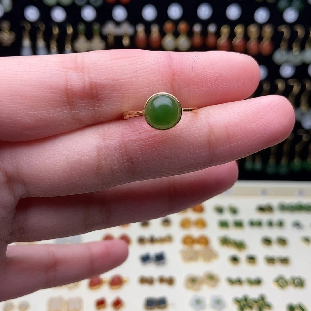 和田玉银S925镀金镶嵌耳饰