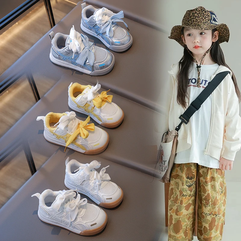 儿童运动鞋女童透气网面户外休闲鞋2025春秋新款男童韩系百搭板鞋