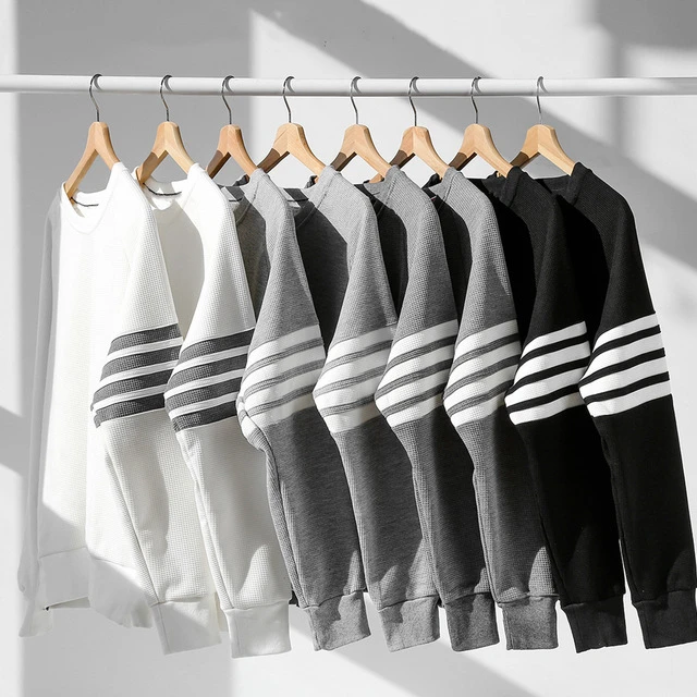 华夫格男士卫衣2025春秋季新款男圆领套头宽松卫衣上衣潮长袖T恤