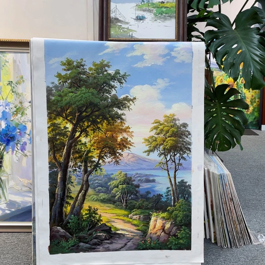 【闪购商品】油画高货写实古典风景手绘油画含框70×100