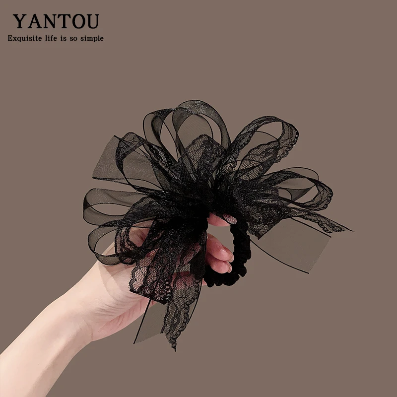 头花发圈蕾丝扎头发法式仙气网红2025新款头饰特别好看的网纱发饰