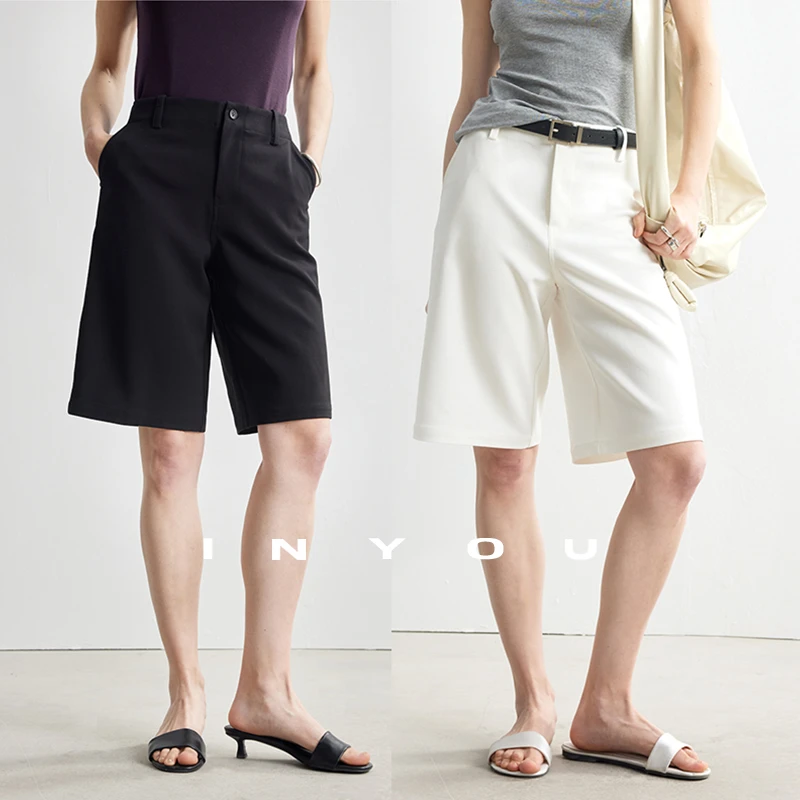 时髦五分显瘦高造型感休闲直筒基础款短中裤