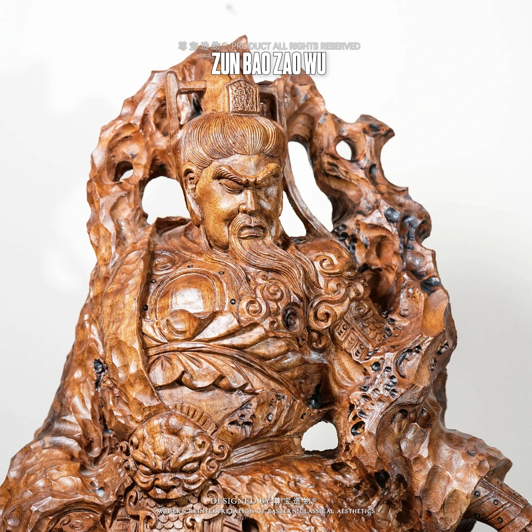 赵公明 天然雷击枣木 纯手工雕刻大摆件1