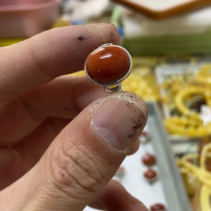 南红玛瑙银S925镶嵌戒指戒指