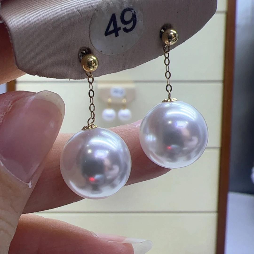 淡水珍珠耳饰18K金镶嵌