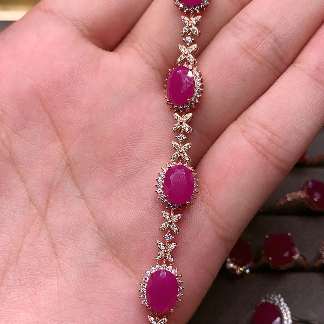 红宝石手链银S925镶嵌
