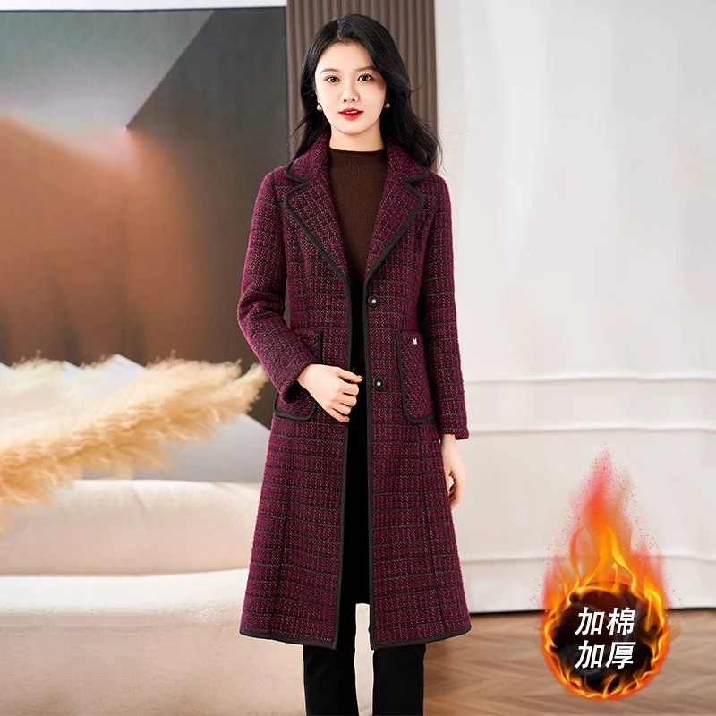 毛呢双面穿外套女2025新款秋冬欧货爆款皮毛一体中长加绒加厚大衣