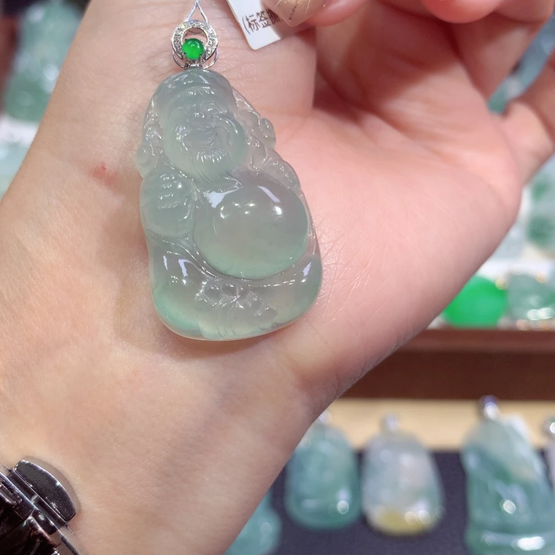 吊坠(不含链)18K金镶嵌翡翠