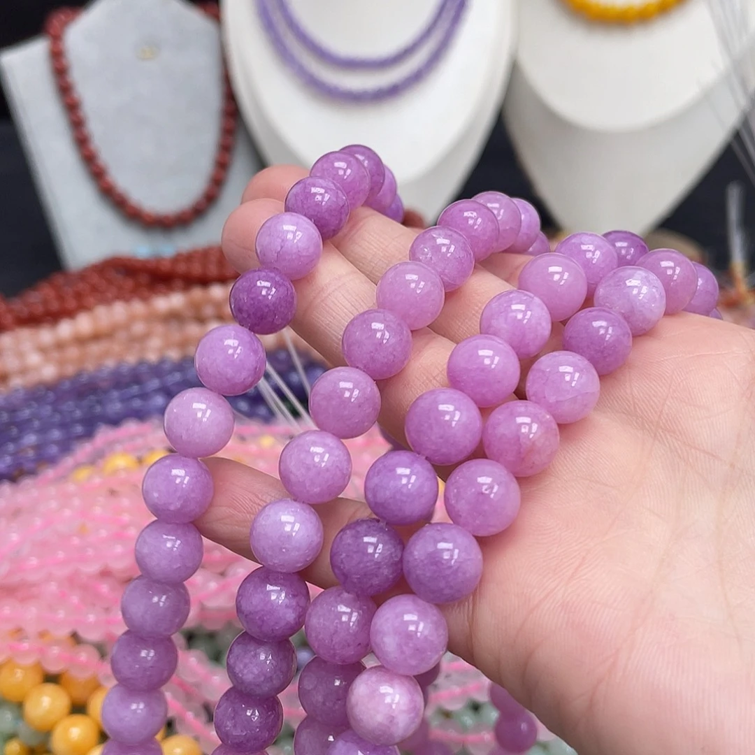 玛瑙/玉髓未镶嵌半成品丁香紫玉10m散珠