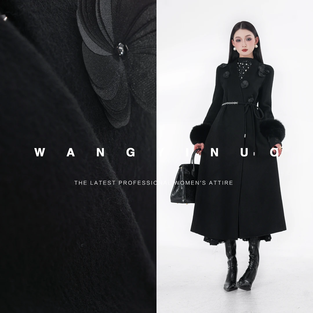 MD定制·依诺【直出美貌】2025冬季设计感花卉时尚保暖厚款呢子外套