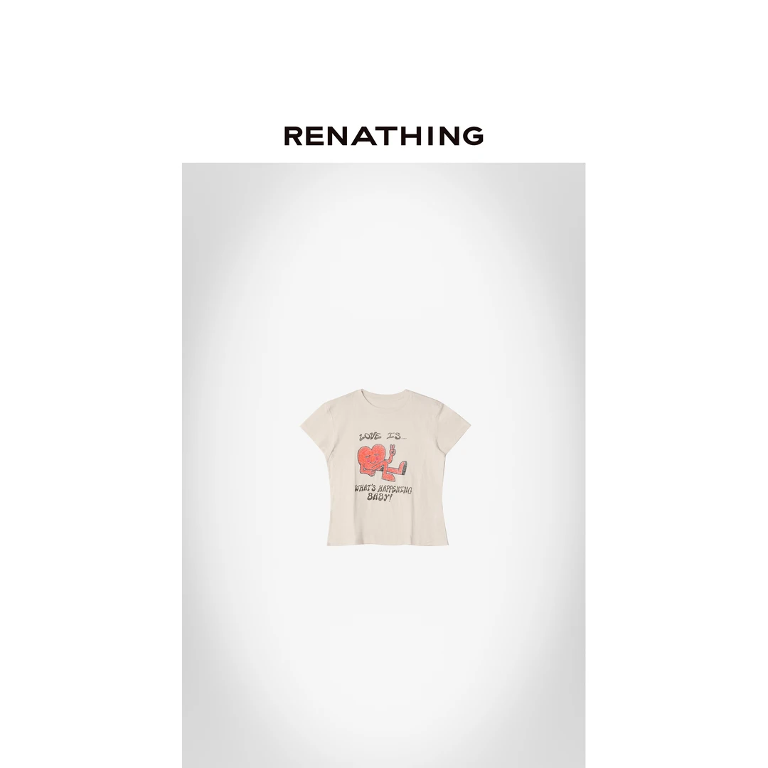 【RENATHING】趣味印花短款T恤