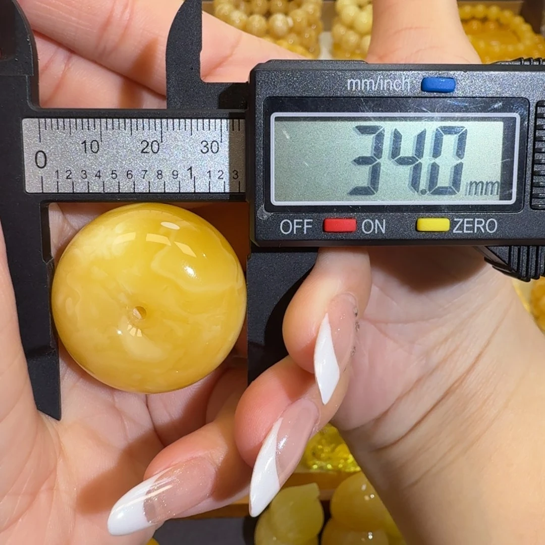 琥珀未镶嵌珠宝奇石花蜡平安扣16.7