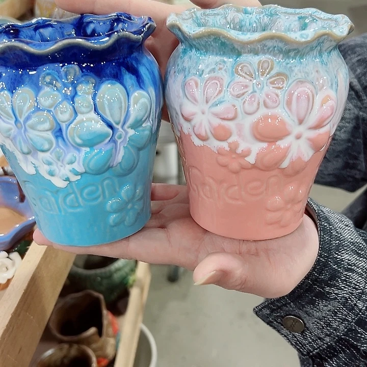 有孔.凑满10元发货多肉陶瓷花盆！