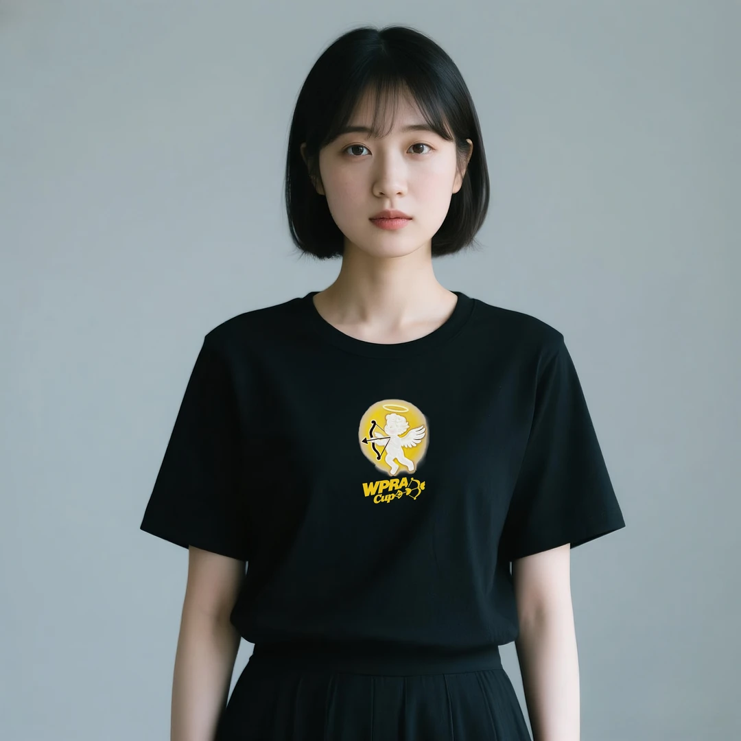 WPRA夏季涂鸦丘比特情侣短袖男女同款趣味卡通T恤百搭潮牌纯棉