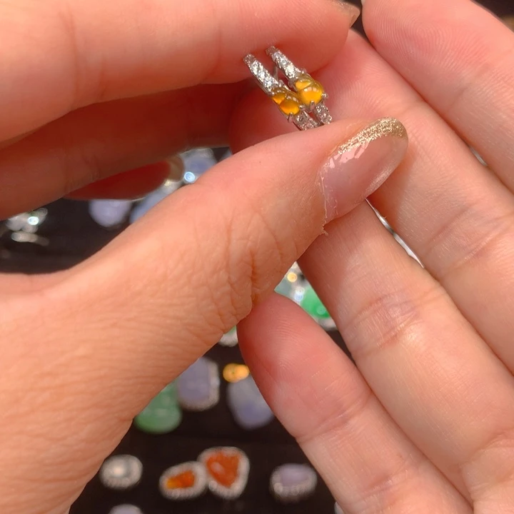 测***机银S925镶嵌翡翠耳饰耳机