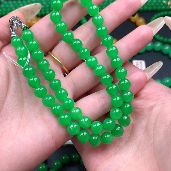 玉***烟缅料卡8正阳绿手串