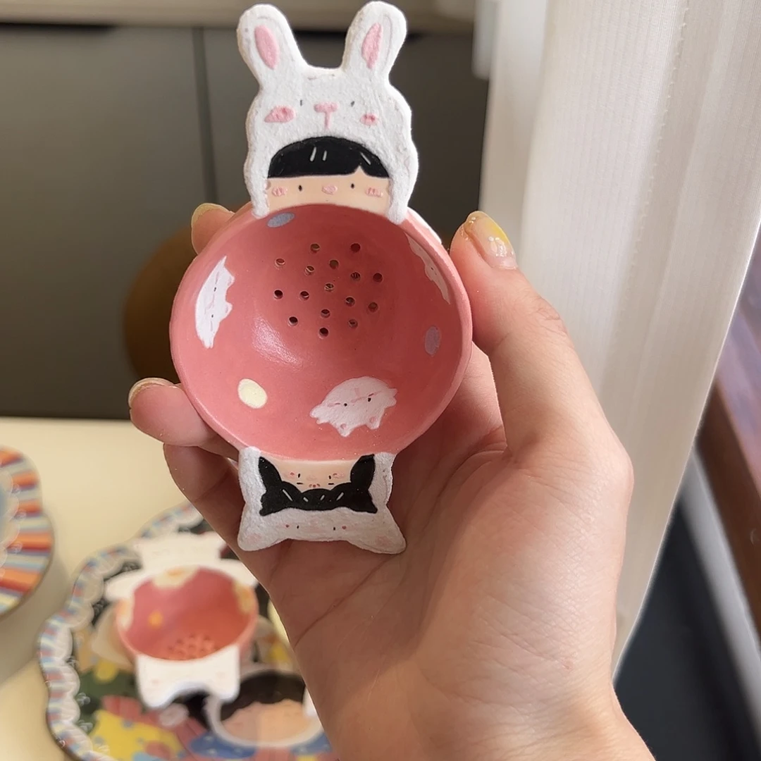 陶瓷艺术少***茶漏手作陶瓷