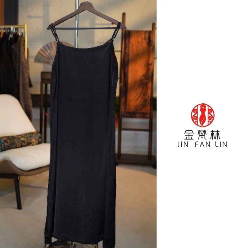 【栖山云谷吊带裙】新中式中国风重缎吊带连衣裙中年妈妈装