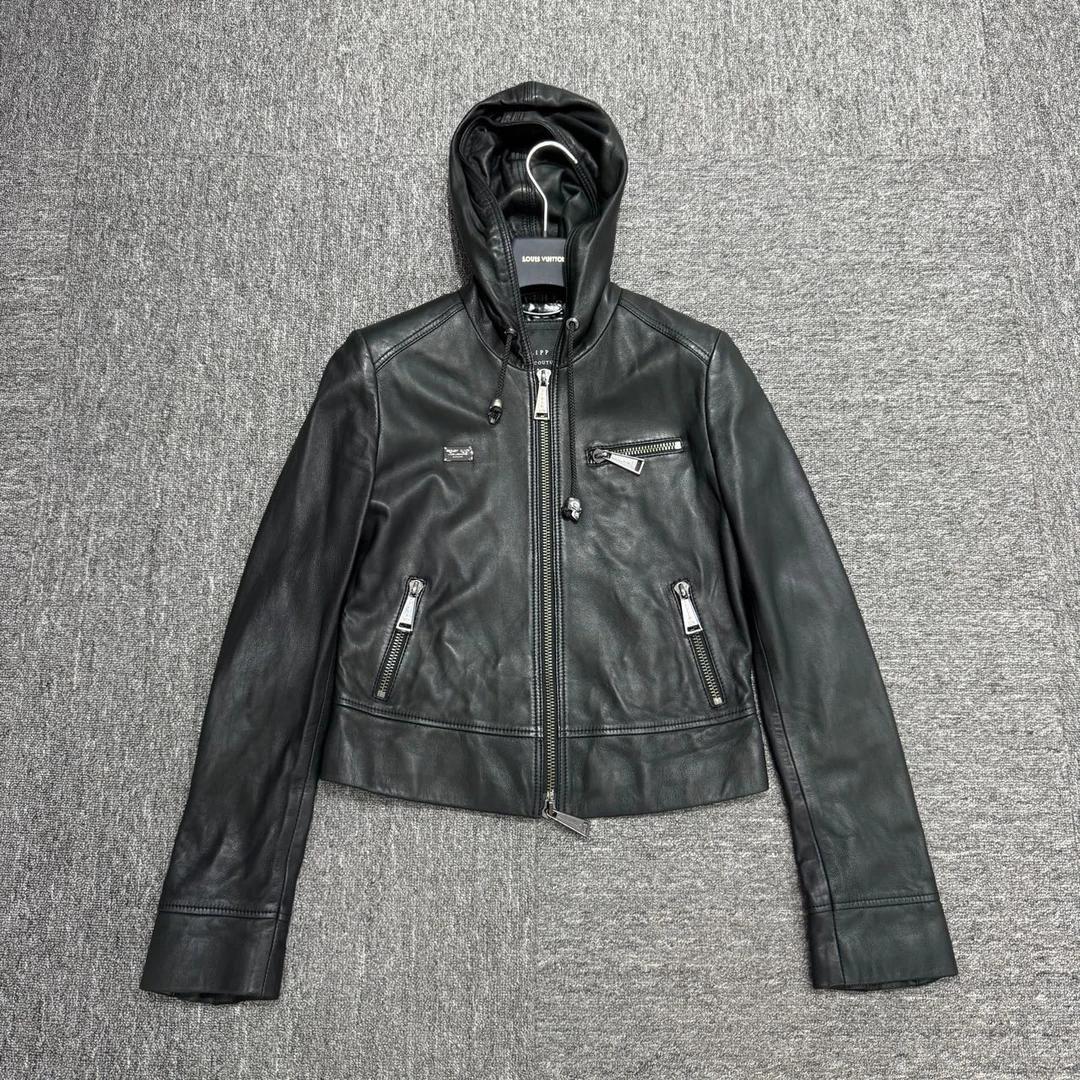 99新  PHILIPP PLEIN背后水钻logo皮质夹克/s码/11924