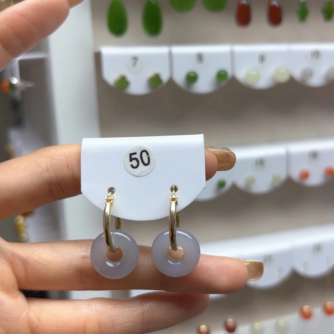 和田玉银S925镶嵌耳饰2