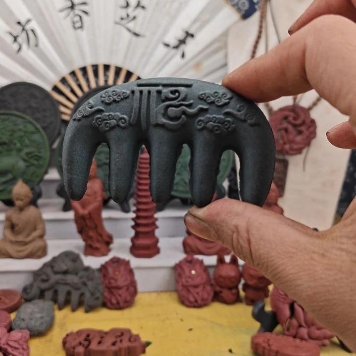 泥塑蓝药师香方香梳微瑕