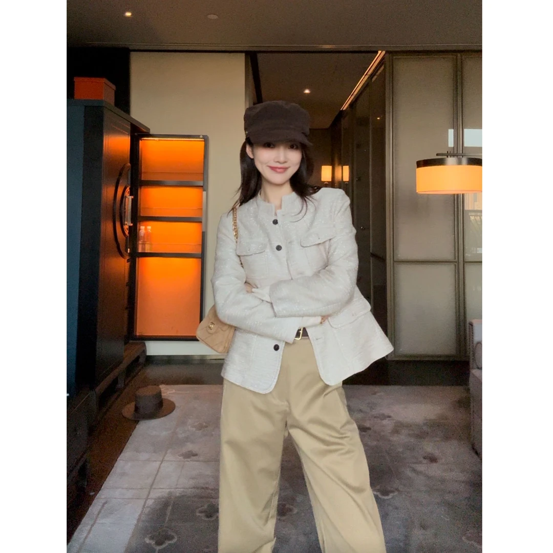 MILD OATH【风信子】中古风贵气圆领亚麻小香风外套
