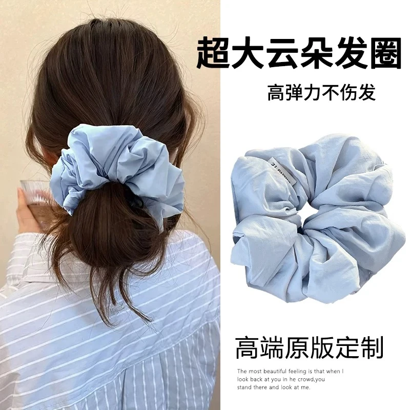 泡泡大肠发圈超大号褶皱丸子头圈简约百搭温柔马尾头饰头花少女