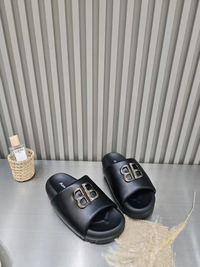 真皮防滑一字型夏季中跟高跟一字拖百搭凉拖鞋厚底