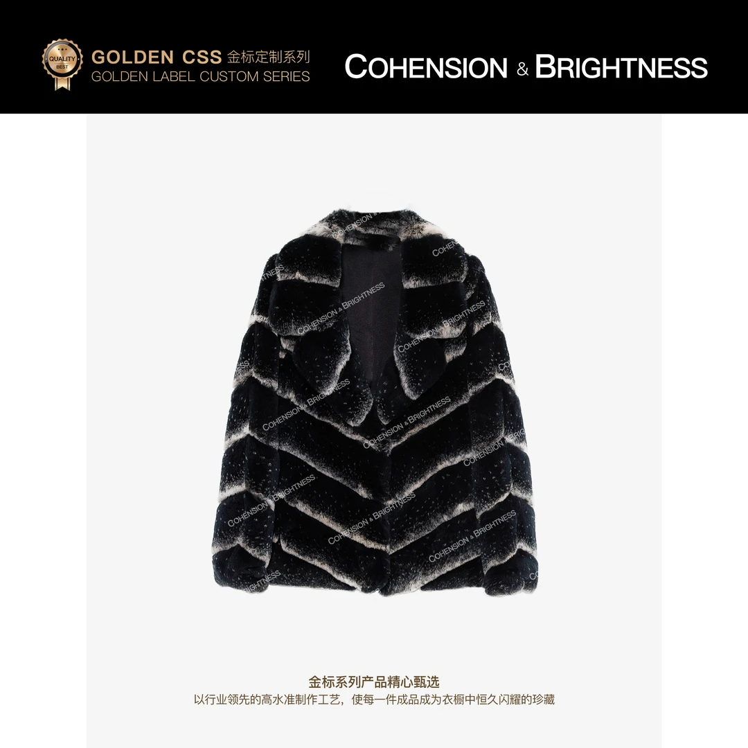 凝慧【​暮雪星辰】进口高定款雷克斯獭兔毛绒时尚斗篷宽松上衣YS861