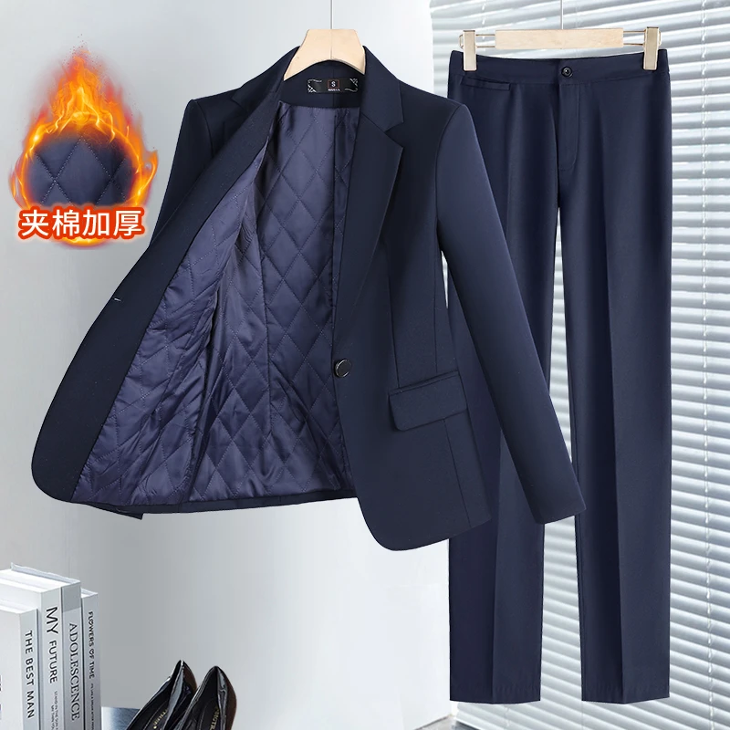 职业西装套装女秋冬正装高级感2025新款珠宝店工作服加棉西服外套