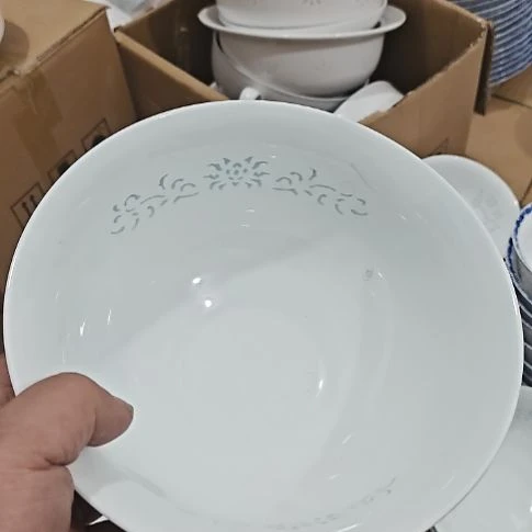 瓷玲珑青色8寸大汤碗一个微瑕疵