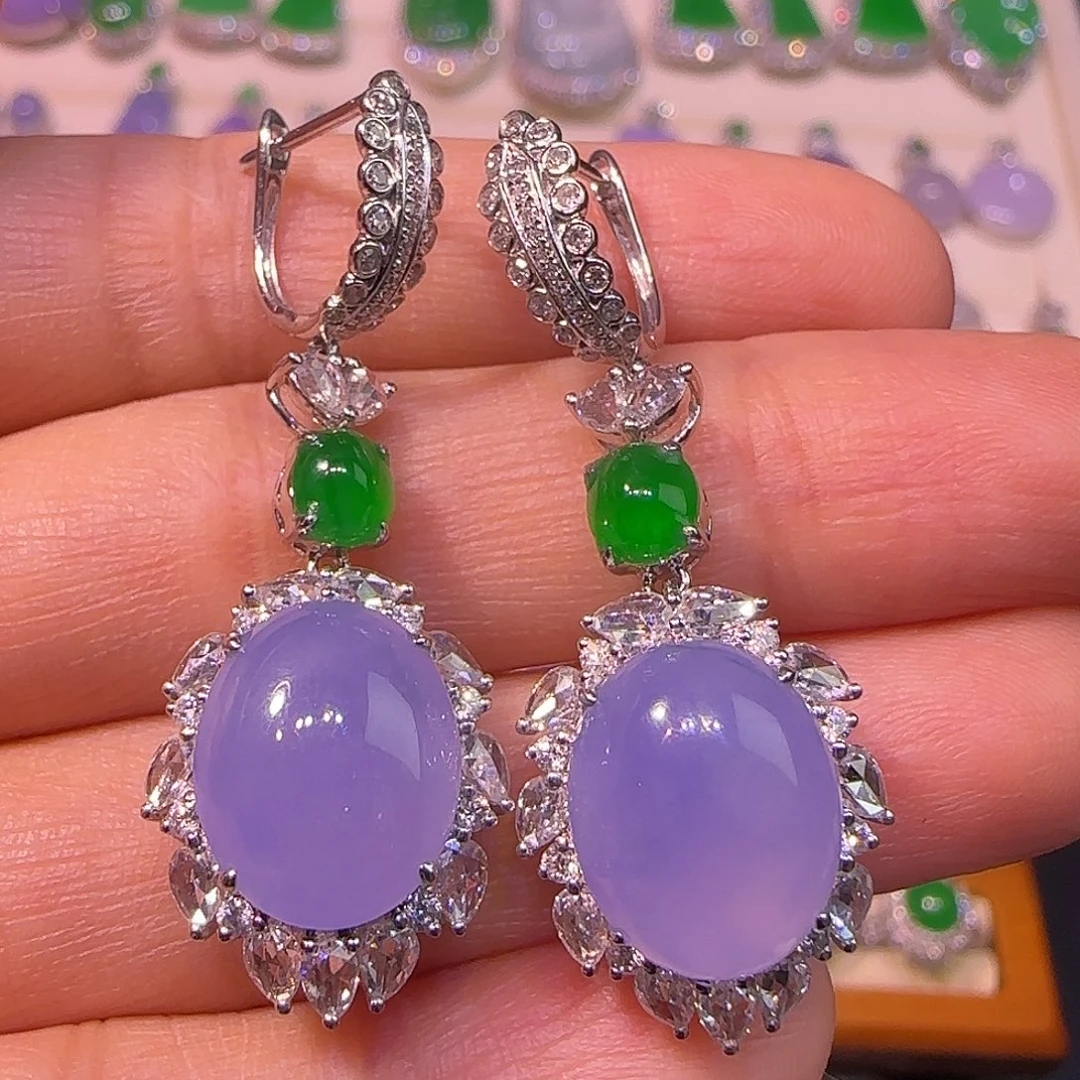 翡翠18K金镶嵌耳饰