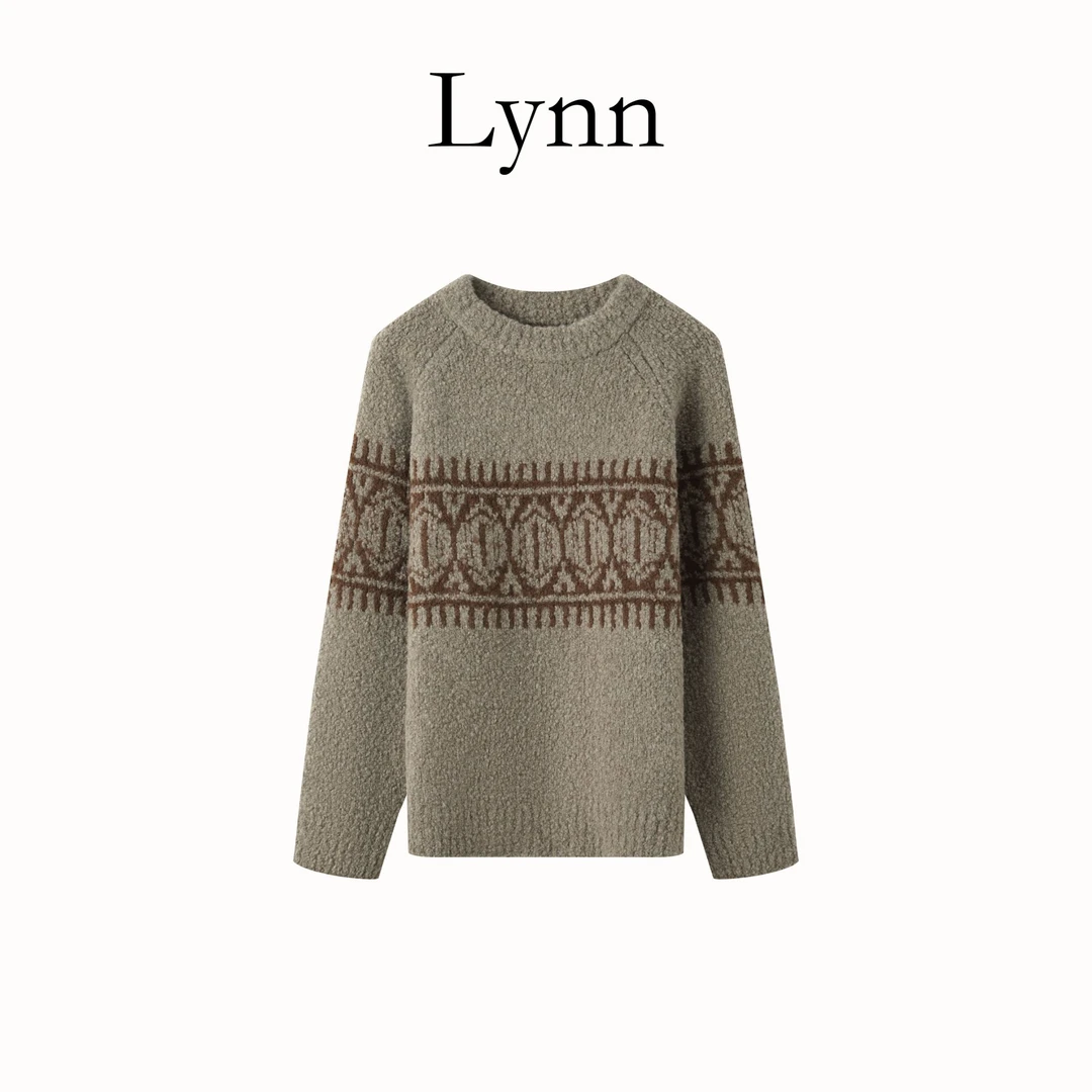 NINGLYNN STUDIO【】绵羊毛牦牛绒混纺针织圆领套头针织衫 360976