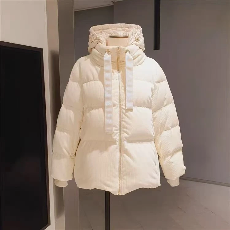 AW241571  美夏可拆卸连帽灯芯绒鹅绒服