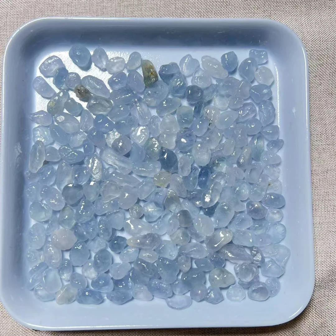 天青石碎石小颗粒蓝水晶原石家用客厅玄关鱼缸花盆造景装饰石
