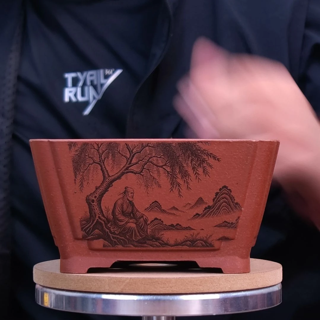 紫砂花盆同喜同喜