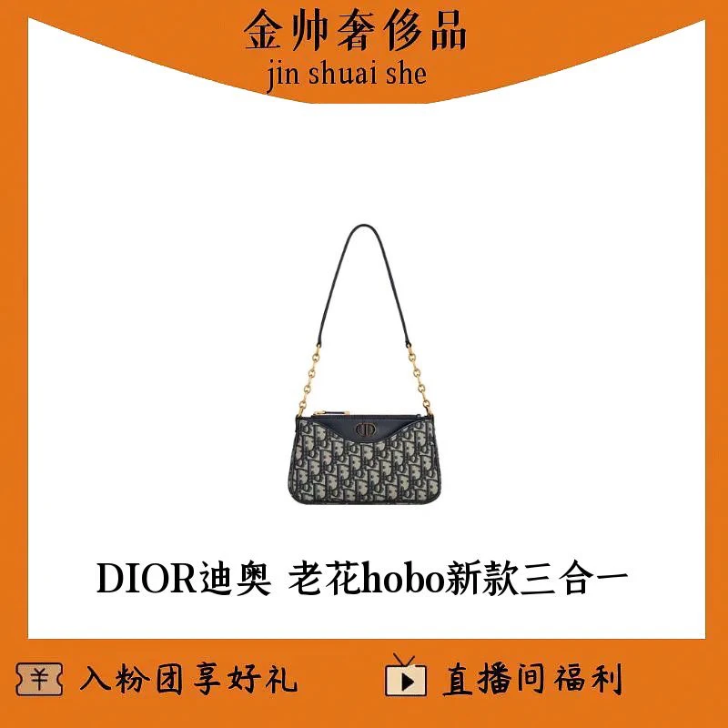 99新 DIOR/迪奥 老花hobo/新款/三合一/单肩包/B4205