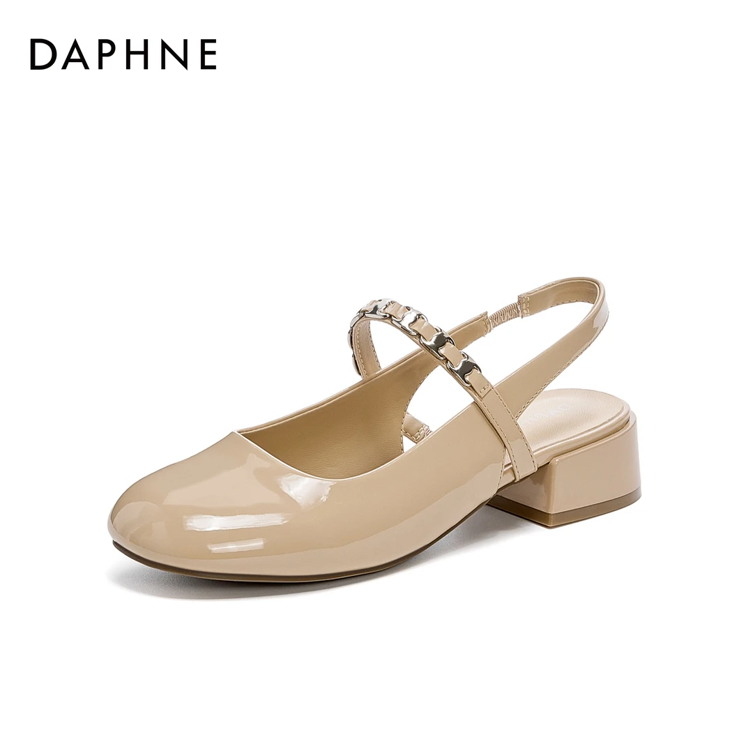达芙妮法式气质一字带玛丽珍单鞋女粗跟包头凉鞋2025夏季新款时尚