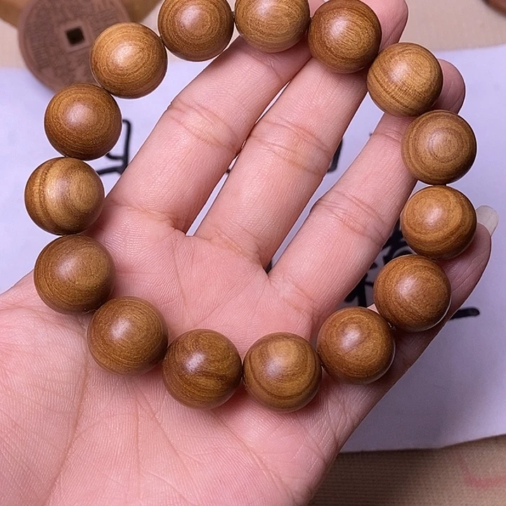 檀香木手串/手链老山檀香沙皮老料对眼1.5沉水