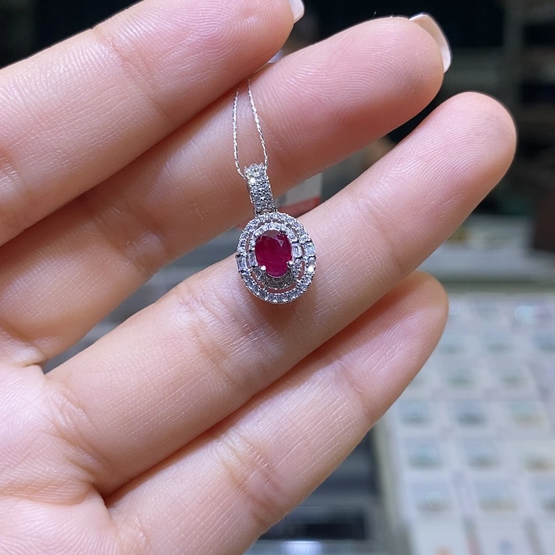 银S925镶嵌吊坠(赠链)红宝石天然红宝石