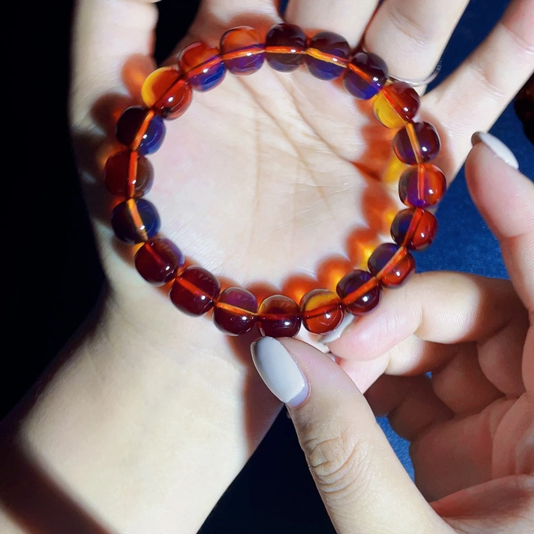 未镶嵌蓝珀裸石红蓝老型11加