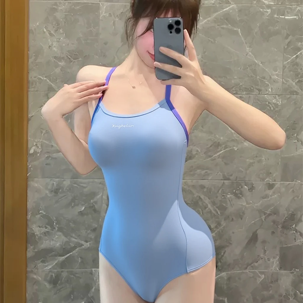 碎冰款专业竞速连体女士泳衣显瘦适合游泳训练H171