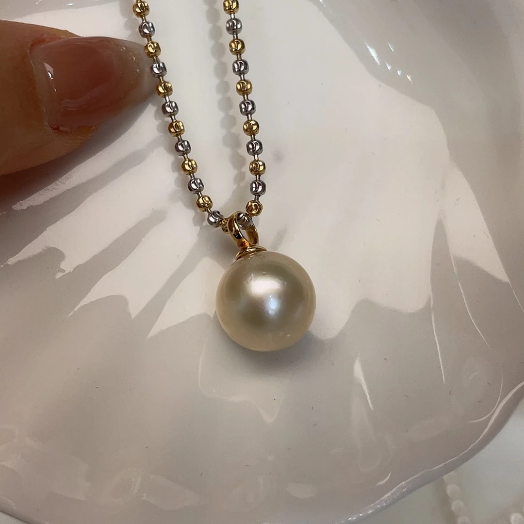 银S925镶嵌海水珍珠项链