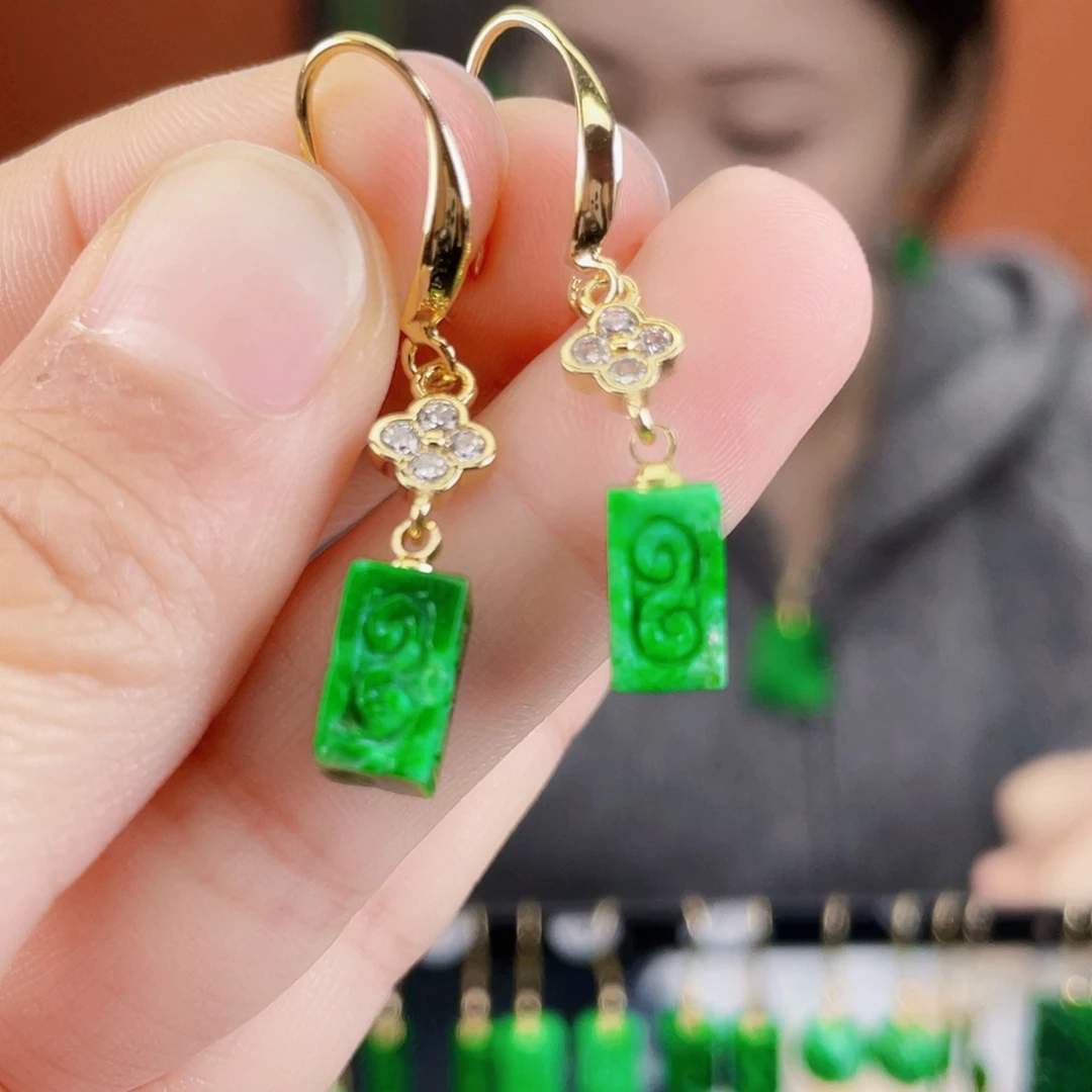 翡翠未镶嵌耳饰饰品